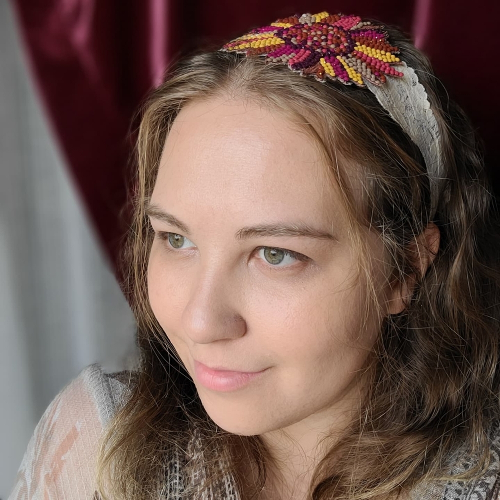 Sunflower hair acc with boho & antique vibes original personal handmade ribbon